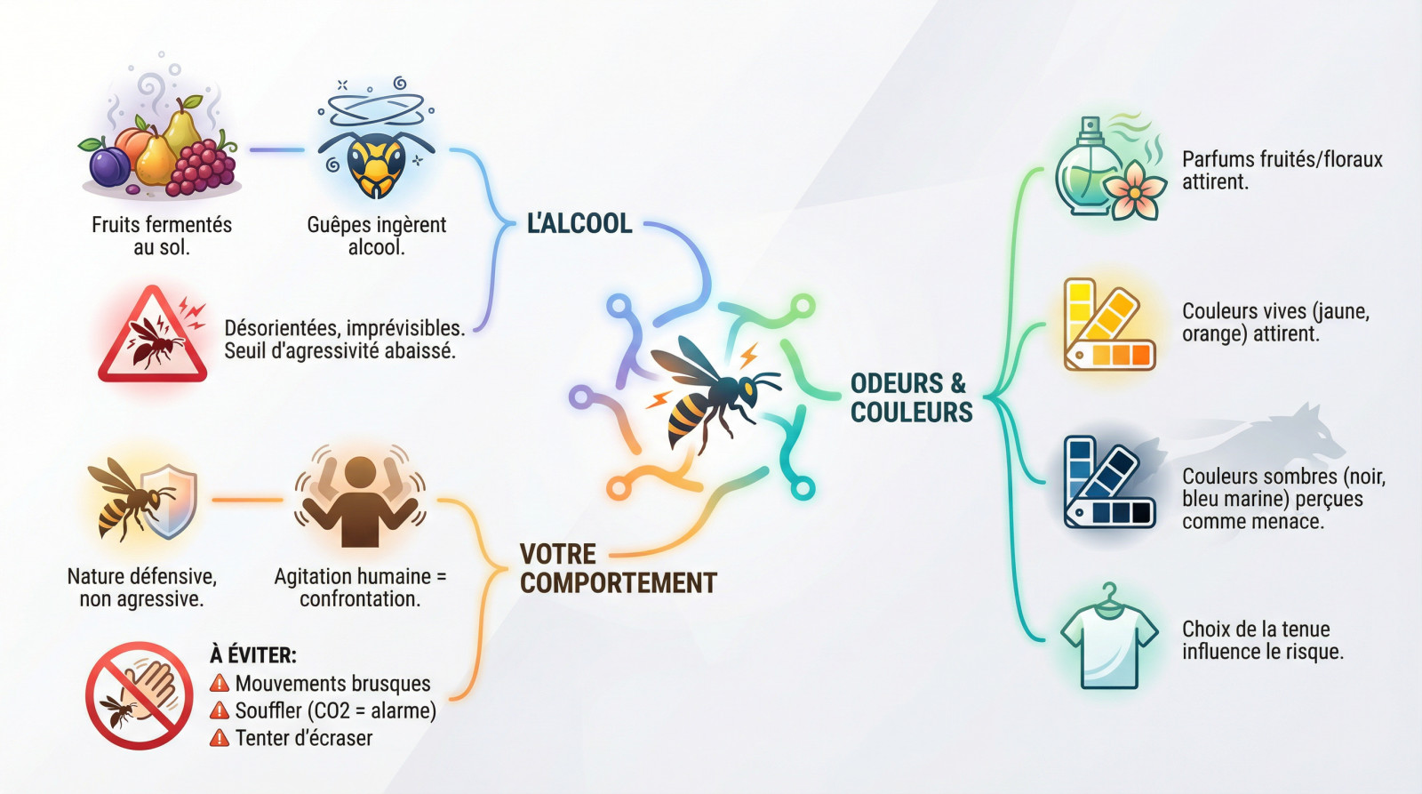 Guêpe attirée par des fruits fermentés et des boissons sucrées en été