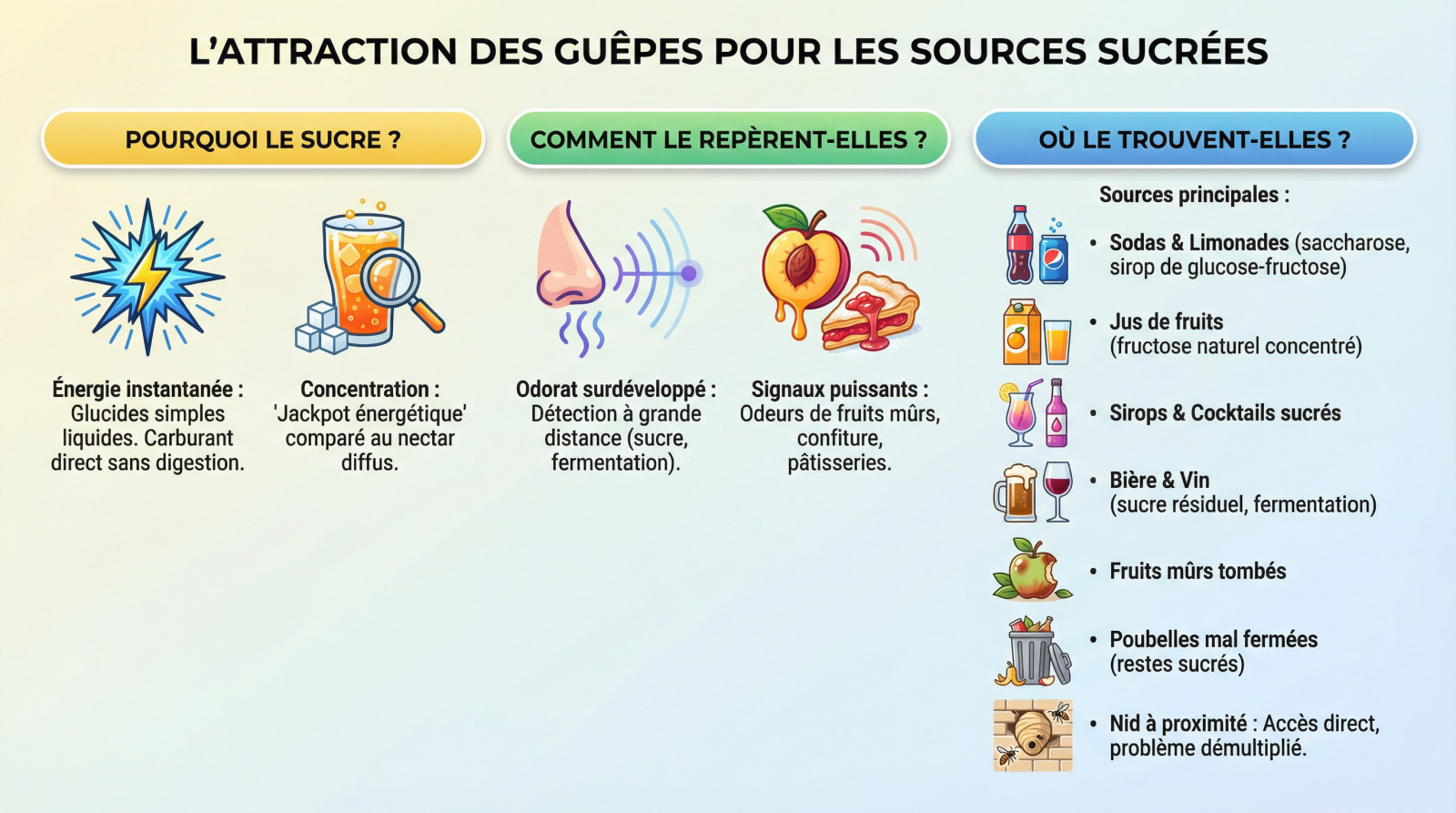 Guêpe attirée par une boisson sucrée en été